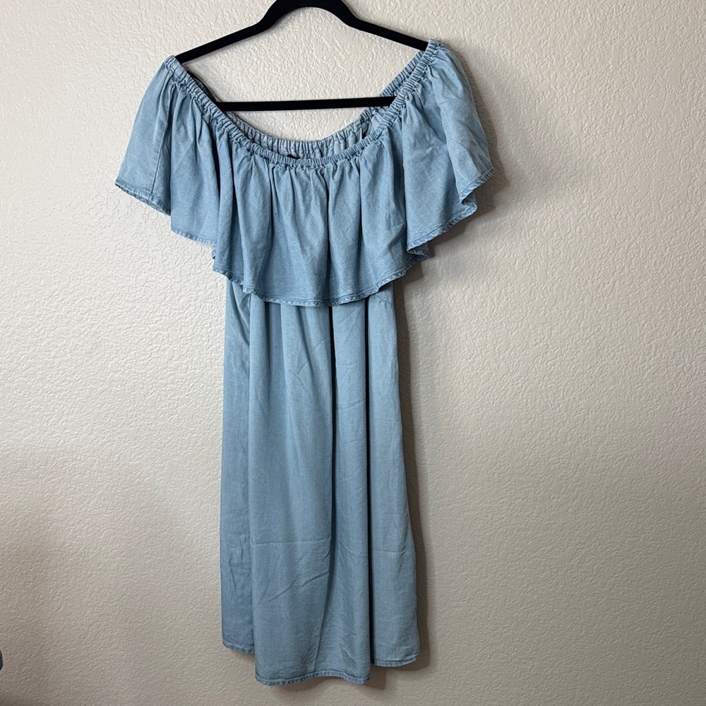 Forever 21 Light Blue Off-Shoulder Midi Dress